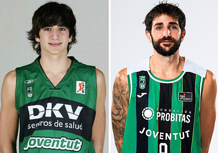 Ricky Rubio, en la temporada de su debut y en la actualidad.